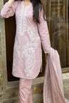 Matt Sheesha Silk – Embroidered with Lace & Silk Dupatta