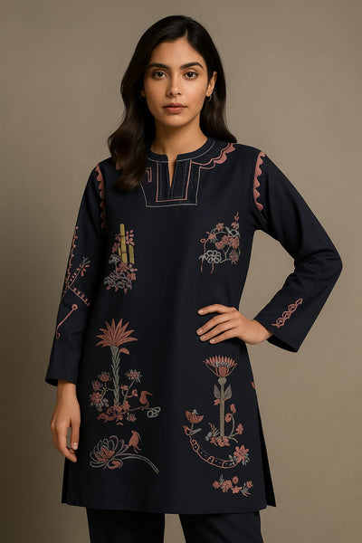 Fella  — Khadi silk  embroidery and aplieck work on shirt and culot trouser