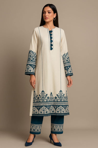 Kora cotton with embroidery on shirt and culots with mirror work